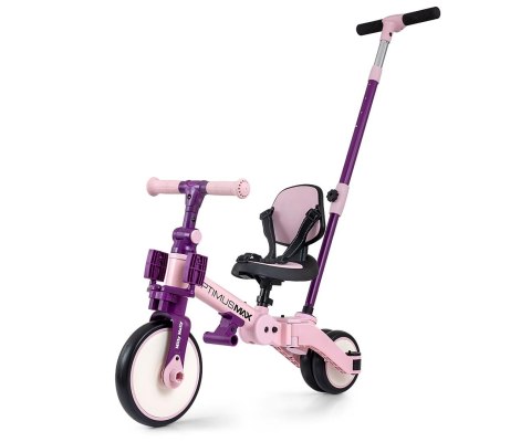 Milly Mally Optimus Max Rowerek 5w1 Trójkołowy Biegowy Z Rączką Pink Milly Mally Optimus Max Rowerek 5w1 Trójkołowy Biegowy Z Rączką Pink