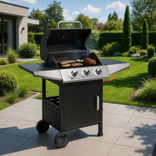 Grill Gazowy MultiGarden – 10.2 kW, 3 Palniki, Termometr i Żeliwny Ruszt