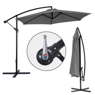 Duży Parasol Ogrodowy Rozkładany MultiGarden - 300 cm - Szary