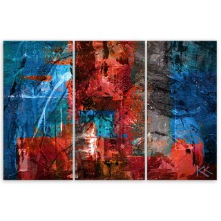 Tryptyk obraz na płótnie, Czerwona abstrakcja - 150x100