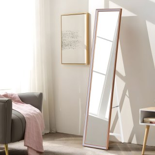 Lustro Stojące ModernHome – Aluminiowa Rama, 147x37 cm, Miedź/Szary