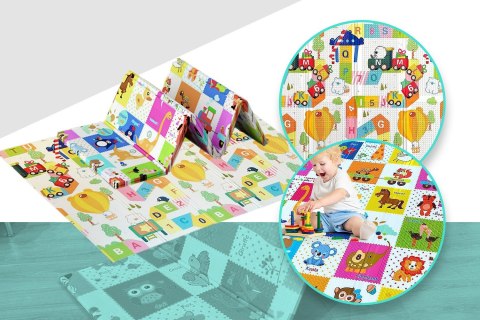 Mata Piankowa Dwustronna Składana 150x200 NICEKIDS – Alfabet