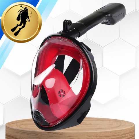 Maska Do Nurkowania, Snorkelingu Pełnotwarzowa Full Face GoPro - S/M Czerwona