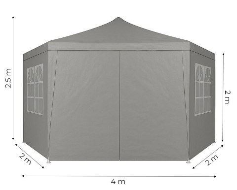 Pawilon Ogrodowy MultiGarden 2x2x2 m – Namiot Eventowy, 6 Ścian, Wodoodporny, Szary