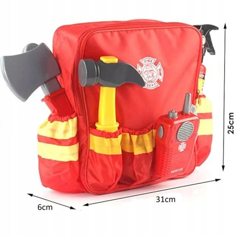 Zestaw Małego Strażaka – Krótkofalówka, Gaśnica, Siekiera, Młotek