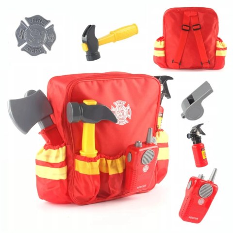 Zestaw Małego Strażaka – Krótkofalówka, Gaśnica, Siekiera, Młotek