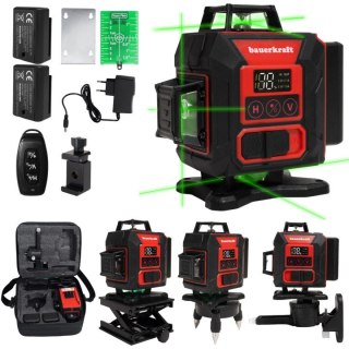 Poziomica Laserowa 4D 360° Bauerkraft – Zielony Laser, Pilot, IP54, 16 Linii