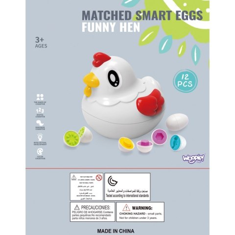 Kolorowa Kura Sorter WOOPIE – Edukacyjna Zabawka Montessori, 12 Jajek