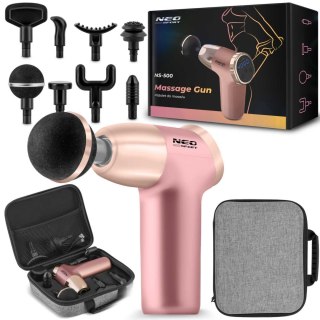 Pistolet do Masażu Ciała NS-500 Neo-Sport Różowy– 8 Końcówek, LCD, Etui