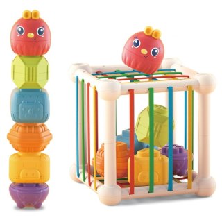 WOOPIE BABY Kostka Sensoryczna Sorter dla Dzieci Zwierzątka + Grzechotka 7 el.