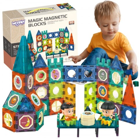 Klocki Magnetyczne WOOPIE 98 el. – Zamek Z Figurkami, Klocki Magnetyczne WOOPIE 98 el. – Zamek Z Figurkami,