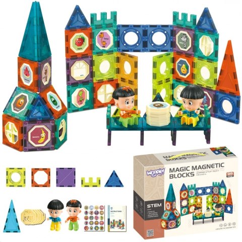 Klocki Magnetyczne WOOPIE 98 el. – Zamek Z Figurkami, Klocki Magnetyczne WOOPIE 98 el. – Zamek Z Figurkami,