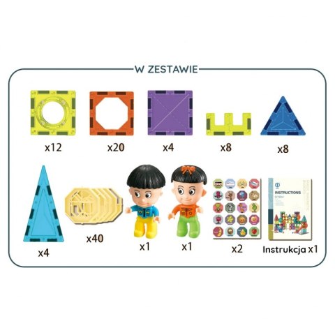 Klocki Magnetyczne WOOPIE 98 el. – Zamek Z Figurkami, Klocki Magnetyczne WOOPIE 98 el. – Zamek Z Figurkami,