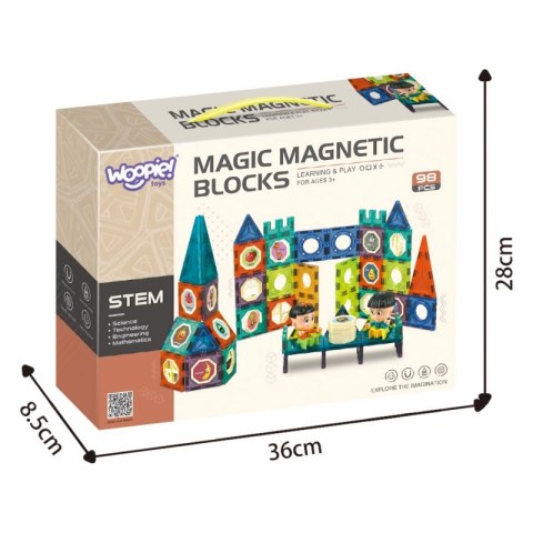 Klocki Magnetyczne WOOPIE 98 el. – Zamek Z Figurkami, Klocki Magnetyczne WOOPIE 98 el. – Zamek Z Figurkami,