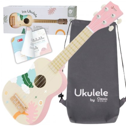 Różowe Drewniane Ukulele Classic World – Gitara dla Dzieci