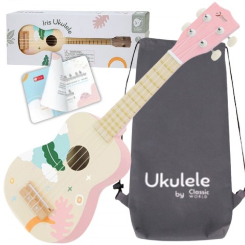 Różowe Drewniane Ukulele Classic World – Gitara dla Dzieci