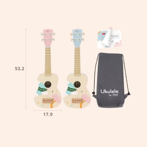 Różowe Drewniane Ukulele Classic World – Gitara dla Dzieci