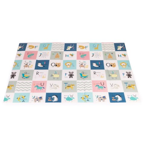 Mata Piankowa Dwustronna ECOTOYS 200x150 cm – Alfabet, Zwierzątka, Miarka