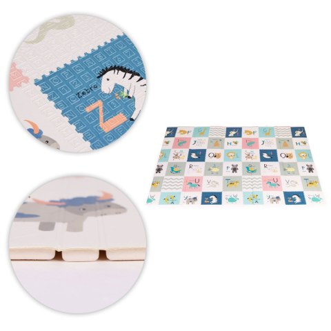 Mata Piankowa Dwustronna ECOTOYS 200x150 cm – Alfabet, Zwierzątka, Miarka