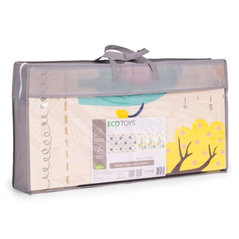 Mata Piankowa Dwustronna ECOTOYS 200x150 cm – Alfabet, Zwierzątka, Miarka