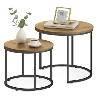 Zestaw Loftowych Stolików Kawowych Oskar – Industrialny Styl, Dąb