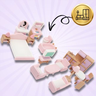 Drewniane Mebelki Dla Lalek 22 Elementy Zestaw Do Domku