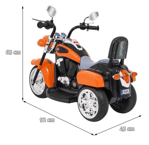 Motorek Chopper NightBike Pomarańczowy – LED, Dźwięki i Biegi Przód/Tył