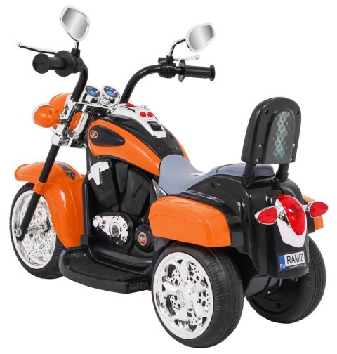 Motorek Chopper NightBike Pomarańczowy – LED, Dźwięki i Biegi Przód/Tył