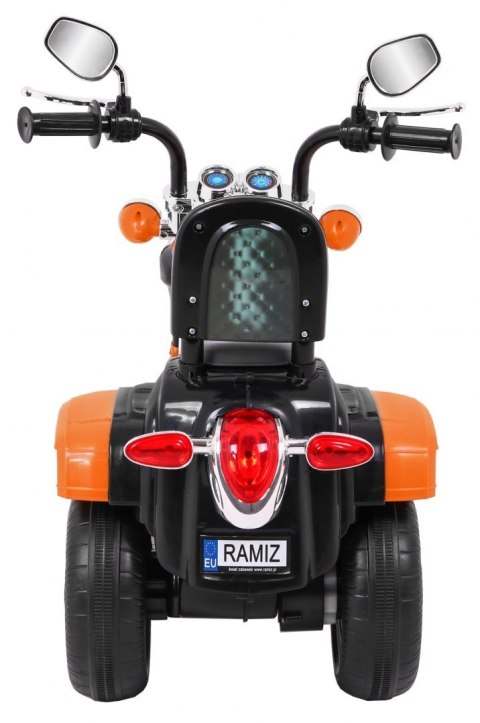 Motorek Chopper NightBike Pomarańczowy – LED, Dźwięki i Biegi Przód/Tył