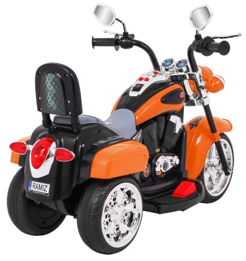 Motorek Chopper NightBike Pomarańczowy – LED, Dźwięki i Biegi Przód/Tył