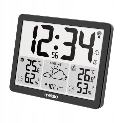 METEO Stacja Pogodowa – Zegar Radiowy, Temperatura, Wilgotność, Barometr
