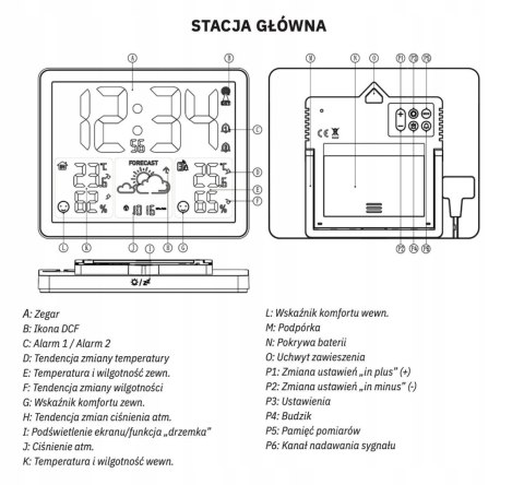 METEO Stacja Pogodowa – Zegar Radiowy, Temperatura, Wilgotność, Barometr