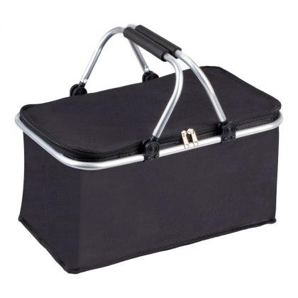 Termiczny Kosz Piknikowy Składany 25L Czarny - Na Zakupy 46x28x23+17 Cm