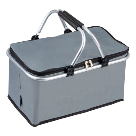 Termiczny Kosz Piknikowy Składany 25L Szary - Na Zakupy 46x28x23+17 Cm