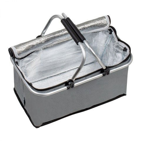 Termiczny Kosz Piknikowy Składany 25L Szary - Na Zakupy 46x28x23+17 Cm