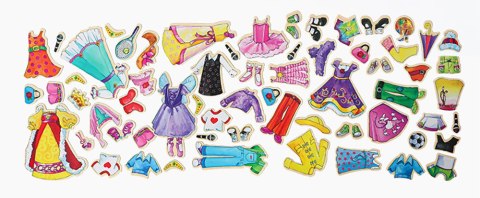 Magnetyczna Gra Ubieranka Puzzle Montessori - 4 Lalki Modelki, 65 Ubrań