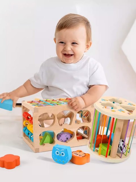 Drewniany Sorter Klocków Montessori Elastyczna Kostka Sensoryczna