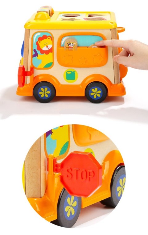 Drewniana Kostka Edukacyjna NiceKids Sorter Klocki CYFRY Autobus Drewniana Kostka Edukacyjna NiceKids Sorter Klocki CYFRY Autobus
