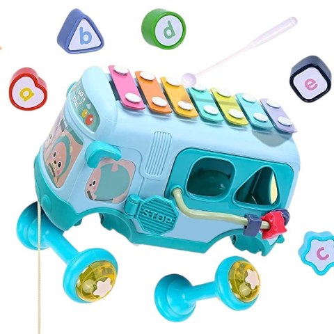 Interaktywny Autobus Z Sorterem, Cymbałkami I Grzechotkami – Zabawka Edukacyjna