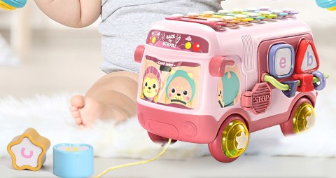 Interaktywny Autobus Z Sorterem, Cymbałkami I Grzechotkami – Zabawka Edukacyjna